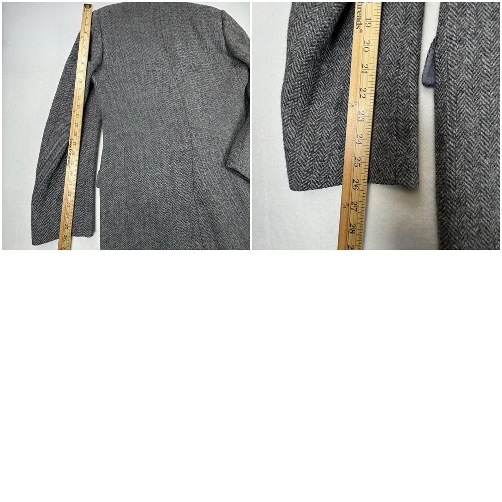 Vintage Christian Dior Sport Coat Blazer Mens 44 Gray Herringbone Wool Tweed
